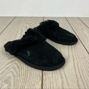 Koolaburra by UGG Milo Scuff Furry Slide on Slipper Shoe US5 Black Suede $60